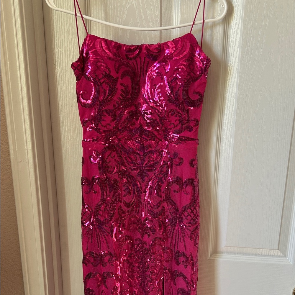 Hot Pink Sequin Maxi Dress